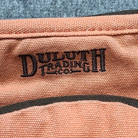 Duluth Trading Co Crossbody Messenger Bag Canvas Orange Zip Pockets Shoulder - Picture 2 of 10